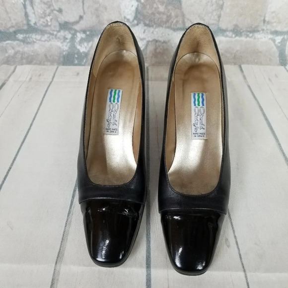 Vintage Patent Leather Pumps Sz 6 Chunky Square Heel Arnold Churgin - Picture 4 of 8